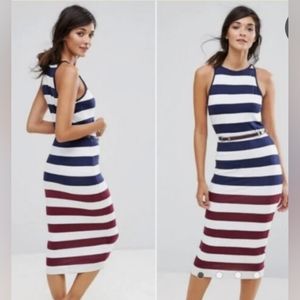 Ted Baker London Yuni Rowing  Stripe Bodycon Dress Ted Size 4 = US 10 Navy W-579